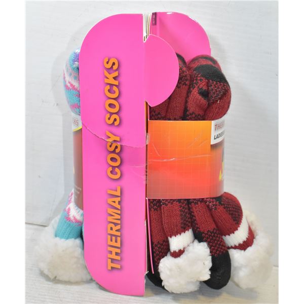 2 PACK HEAT WAVE COZY SLIPPER SOCKS LADIES