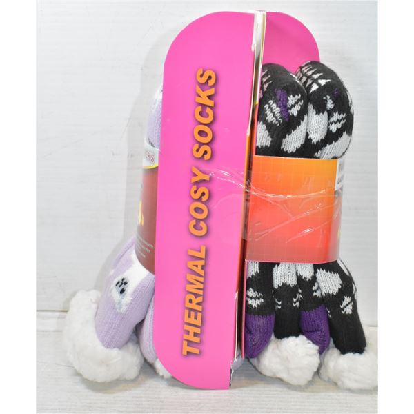 2 PACK HEAT WAVE COZY SLIPPER SOCKS LADIES