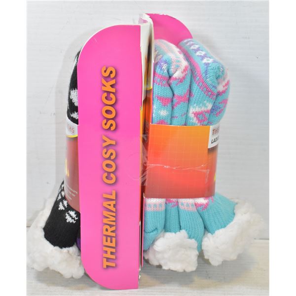 2 PACK HEAT WAVE COZY SLIPPER SOCKS LADIES