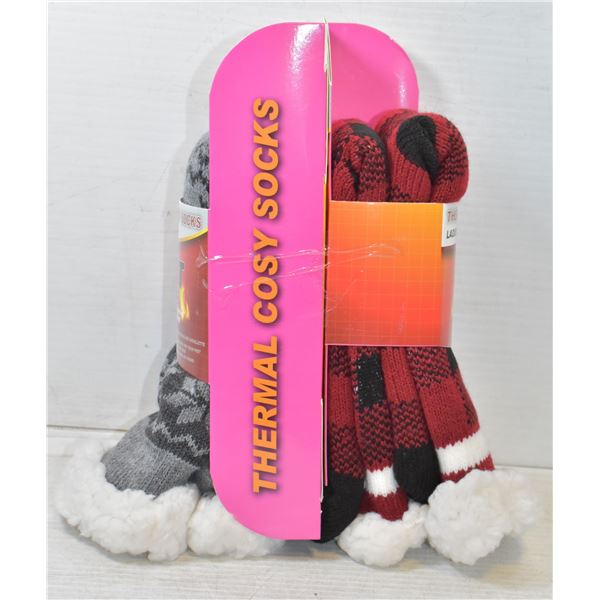 2 PACK HEAT WAVE COZY SLIPPER SOCKS LADIES