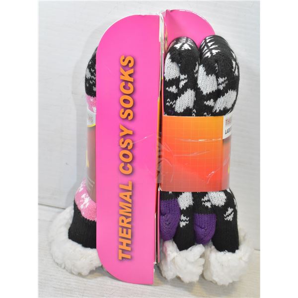 2 PACK HEAT WAVE COZY SLIPPER SOCKS LADIES