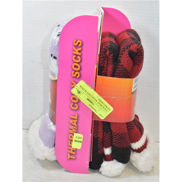 2 PACK HEAT WAVE COZY SLIPPER SOCKS LADIES