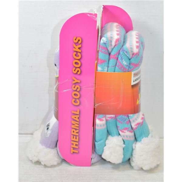 2 PACK HEAT WAVE COZY SLIPPER SOCKS LADIES