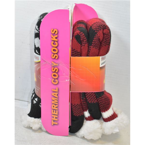2 PACK HEAT WAVE COZY SLIPPER SOCKS LADIES