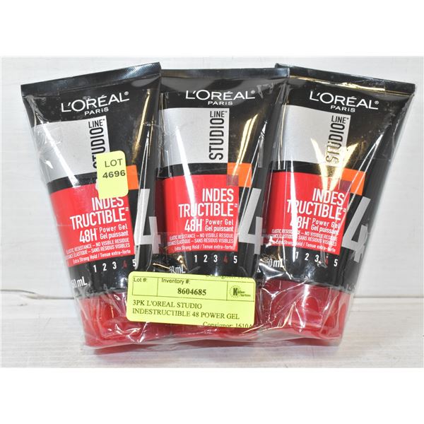 3PK L'OREAL STUDIO INDESTRUCTIBLE 48 POWER GEL