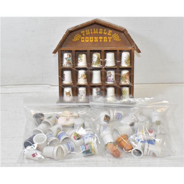 VINTAGE THIMBLES IN COUNTRY WOODEN