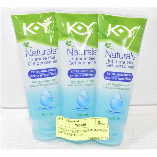 3 PACK K-Y NATURAL INTIMATE GEL EXTRA MOISTURE+