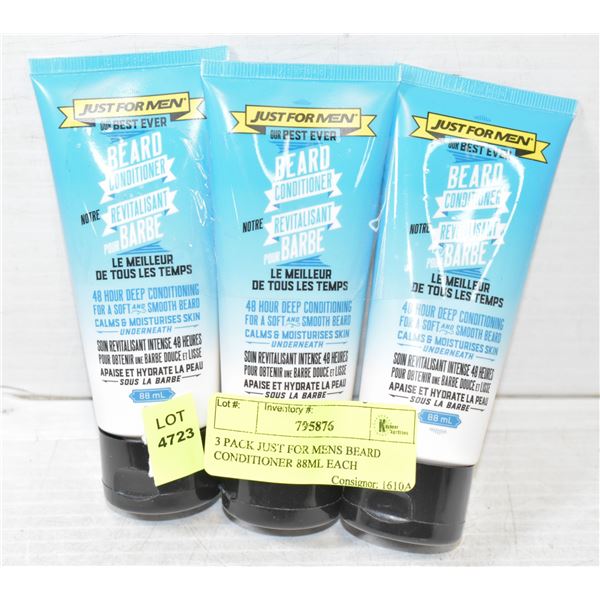 3 PACK JUST FOR MENS BEARD CONDITIONER 88ML EACH