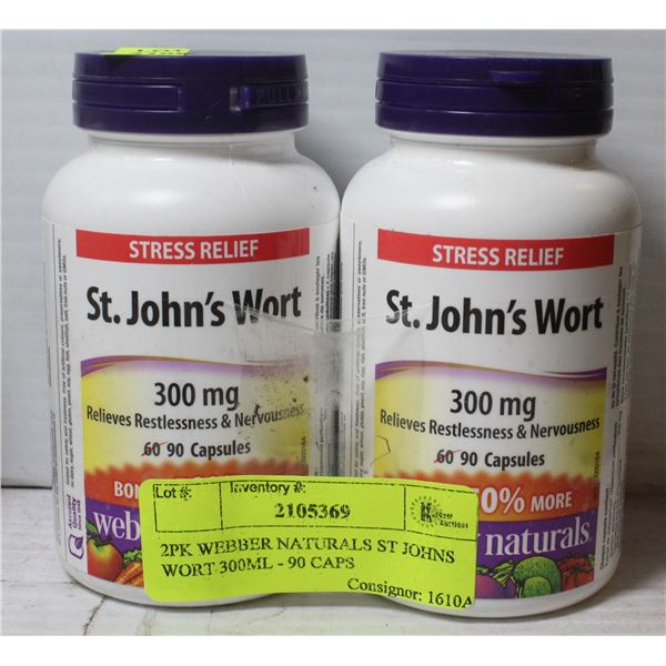 2PK WEBBER NATURALS ST JOHNS WORT 300ML - 90 CAPS