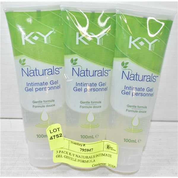 3 PACK K-Y NATURALS INTIMATE GEL GENTLE FORMULA