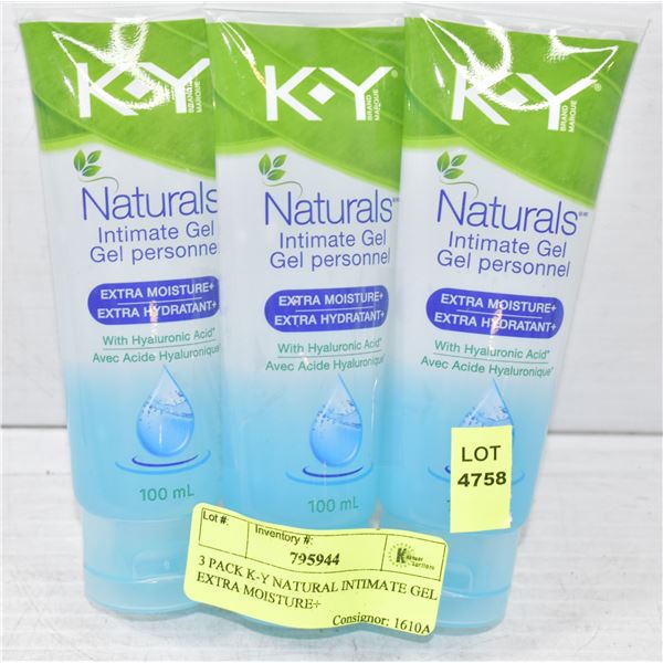 3 PACK K-Y NATURAL INTIMATE GEL EXTRA MOISTURE+
