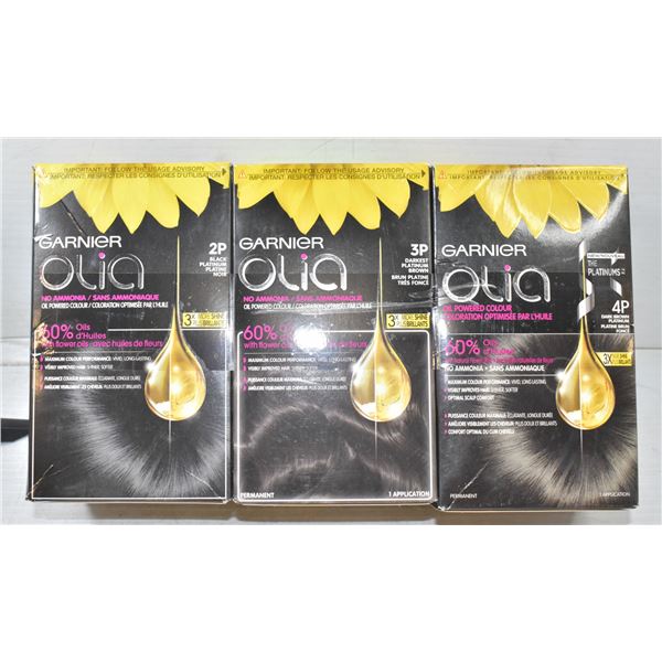 3 ASST. GARNIER OLIA PERMANENT HAIR COLOR 2P BLACK