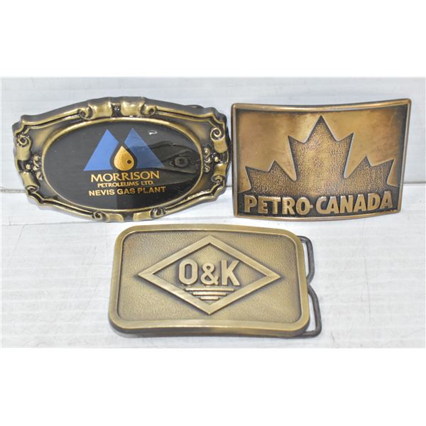 3 VINTAGE OILFIELD BELT BUCKLES