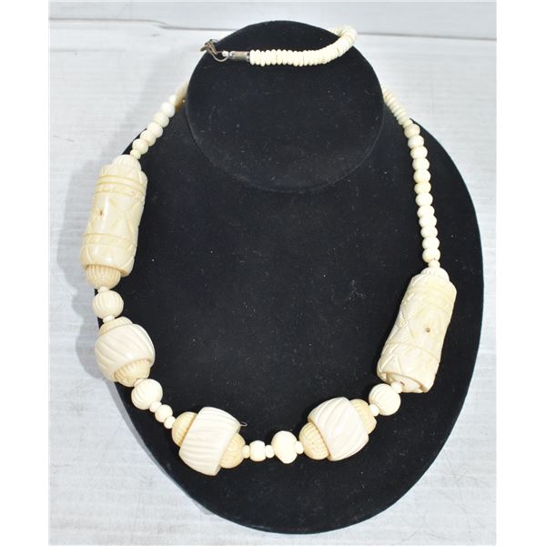 VINTAGE IVORY CARVED TRIBAL NECKLACE