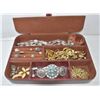 Image 1 : BROWN BOX FULL OF FANCY JEWELRY