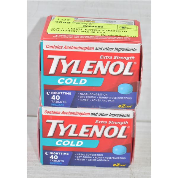 2PK TYLENOL EXTRA STRENGTH COLD NIGHTIME 40 PER