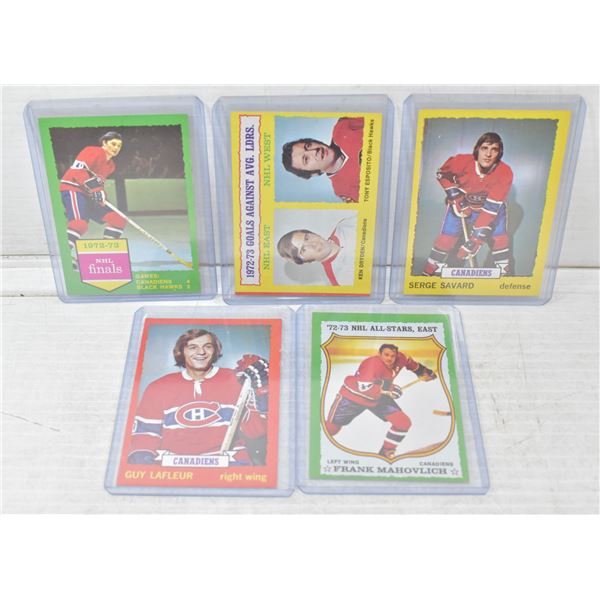 5 1973-74 TOPPS CANADIENS CARDS