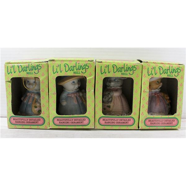 LOT OF 4 LITTLE DARLINGS HANGING BELLS