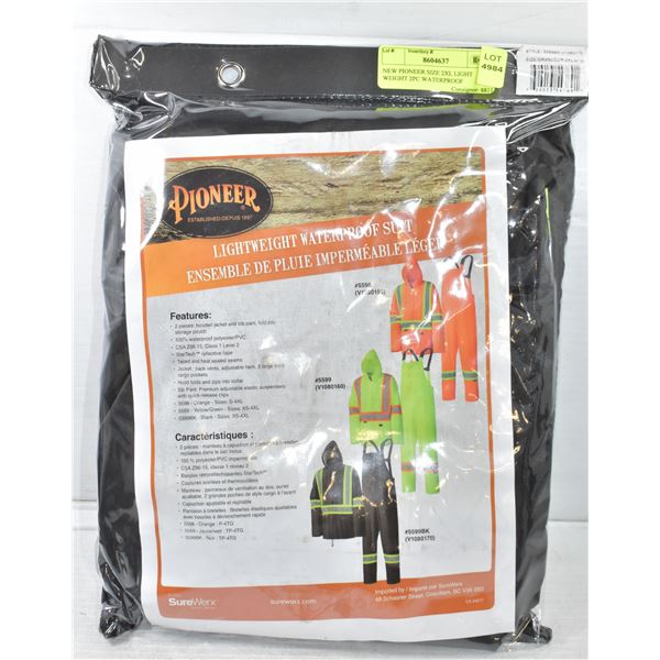 NEW PIONEER SIZE 2XL LIGHT WEIGHT 2PC WATERPROOF