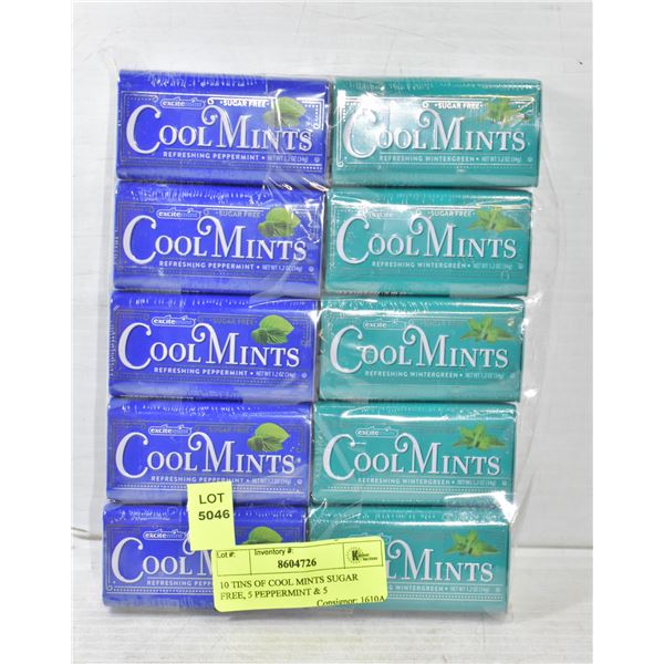 10 TINS OF COOL MINTS SUGAR FREE, 5 PEPPERMINT & 5