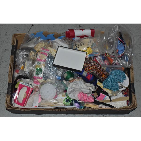 LOT OF ASSORTED RIBBONS AND CRAFTING PIECES