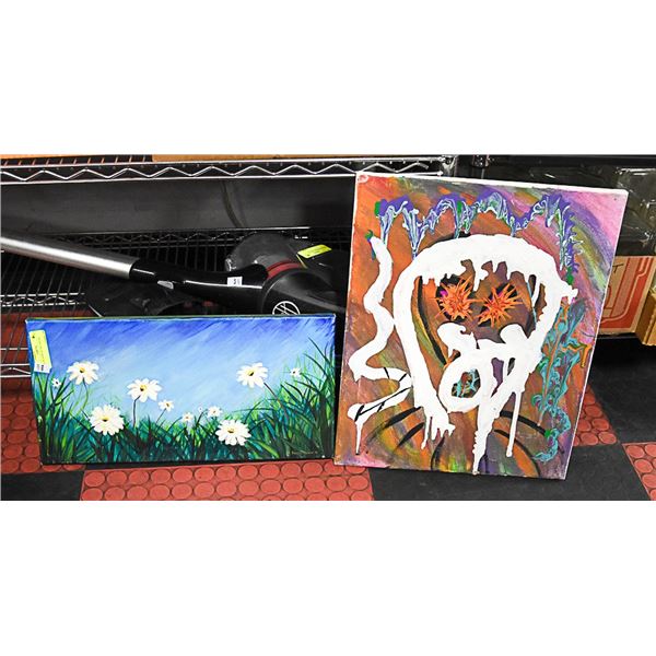 PAIR OF ACRYLIC ON CANVAS