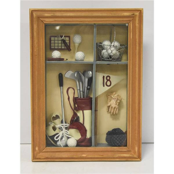 GOLF THEMED SHADOWBOX APPROX 9" X 12" - 2.5" DEEP