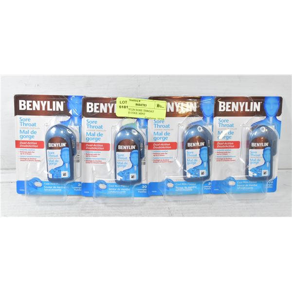 4PK BENYLIN SORE THROAT LOZENGE COOL MINT