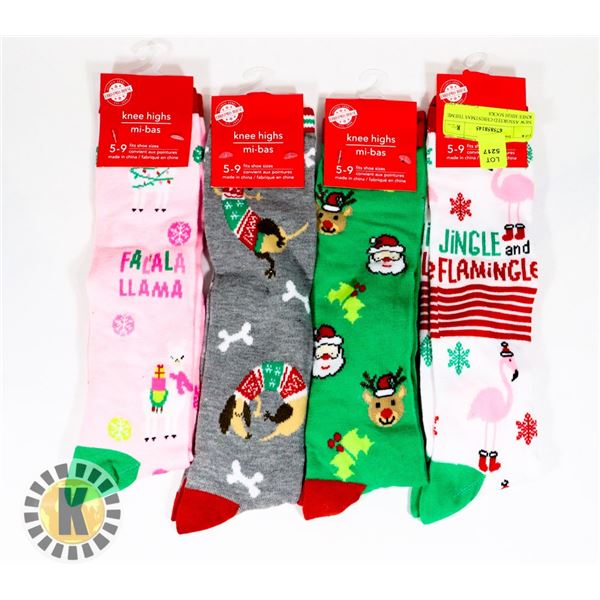 NEW ASSORTED CHRISTMAS THEME KNEE HIGH SOCKS