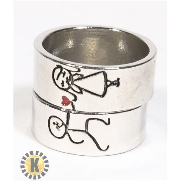 NEW 2PC RING SET BOY SIZE 7. GIRL SIZE 8. STICK