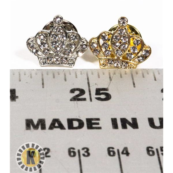 NEW CROWN PINS ONE GOLD TON 1 SILVER TONE