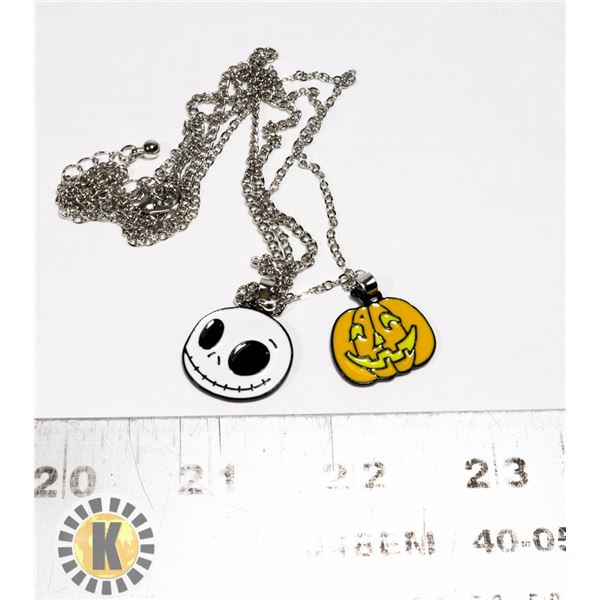 NEW DOUBLE PENDANT ON CHAIN JACK SKELLINGTON THEME
