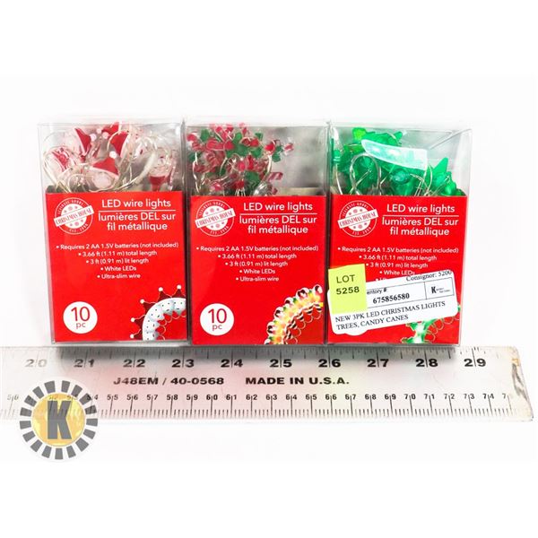 NEW 3PK LED CHRISTMAS LIGHTS TREES, CANDY CANES