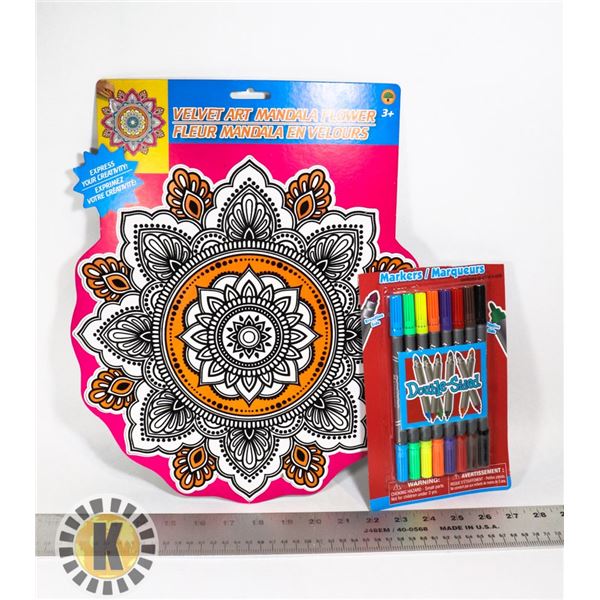 NEW VELVET MANDALA ORANGE FLOWER WITH FELTS