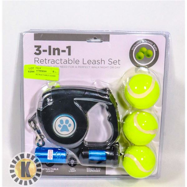 NEW 3-IN-1 RETRACTABLE LEASH SET