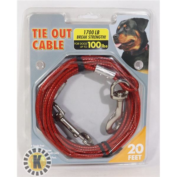 NEW 20' DOG TIE OUT CABLE (1700LB BREAK STRENGTH)
