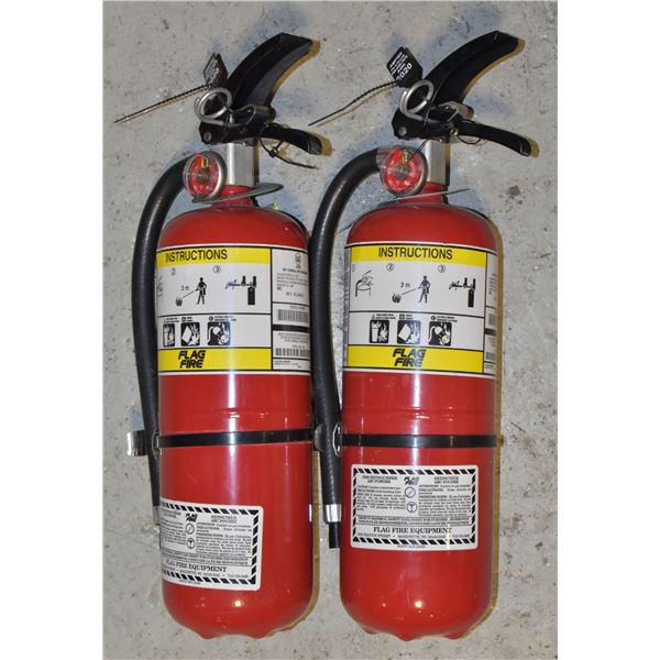 2 CHARGED FIRE EXTINGUISHERS BETWEEN 5-7LBS