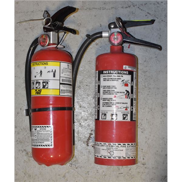 2 CHARGED FIRE EXTINGUISHERS BETWEEN 5-7LBS