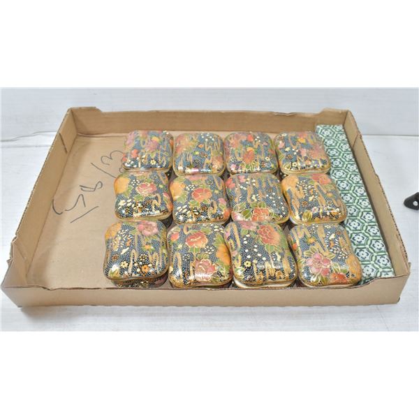 BOX OF GOLD INLAYED TRINKET BOXES AND MORE