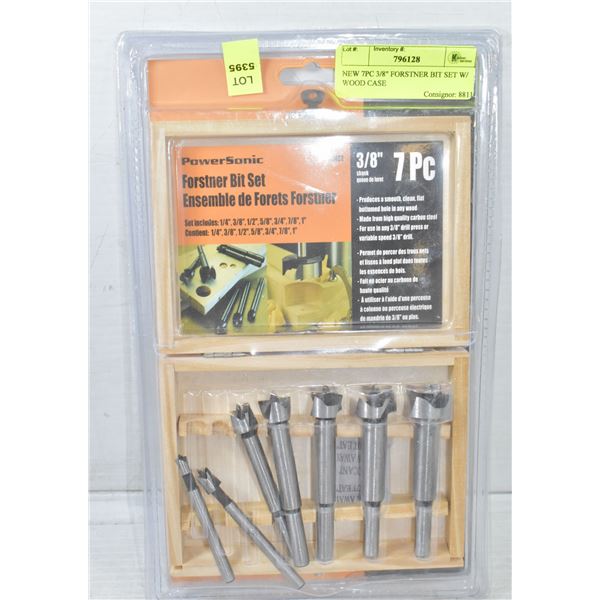 NEW 7PC 3/8" FORSTNER BIT SET W/ WOOD CASE