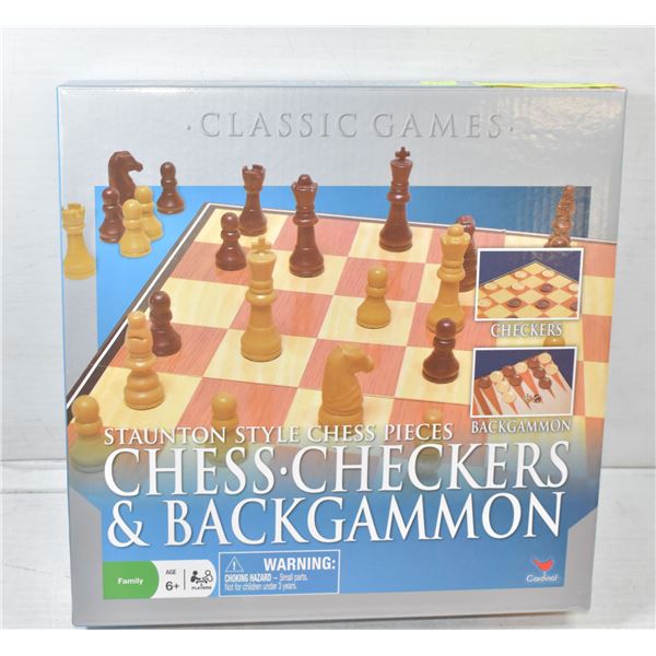 3-1 BOARD GAME SET INCLUDES CHESS
