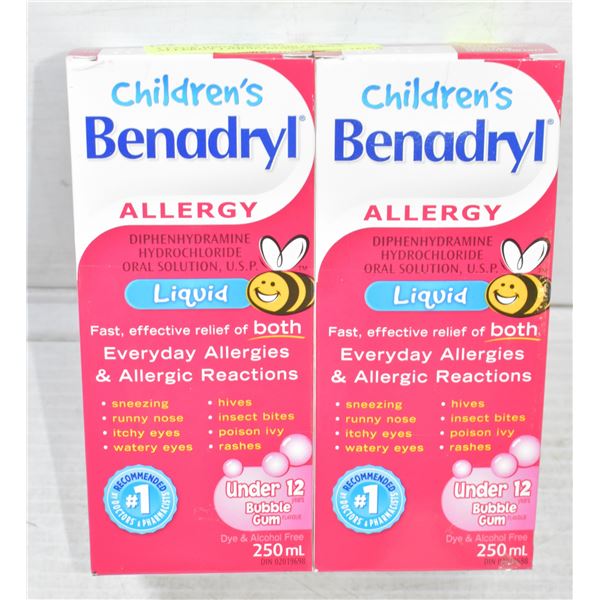 2 PACK BENADRYL CHILDREN'S ALLERGY LIQUID BUBBLE