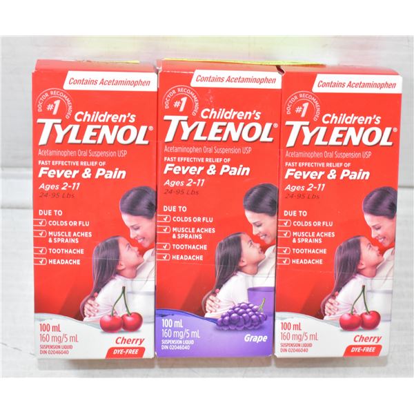 3PK ASSORTED CHILDRENS TYLENOL FEVER & PAIN