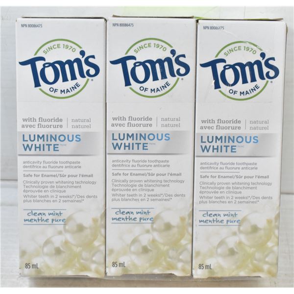 3PK TOM'S LUMINOUS WHITE CLEAN MINT 85ML SIZE