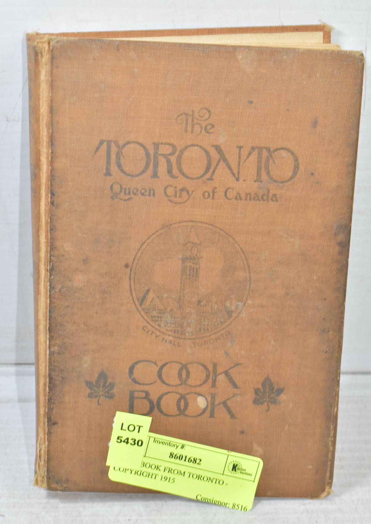 Toronto Cookbook COOK BOOK FROM TORONTO - COPYRIGHT 1915