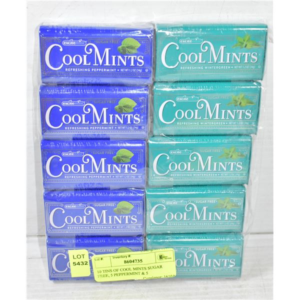 10 TINS OF COOL MINTS SUGAR FREE, 5 PEPPERMINT & 5