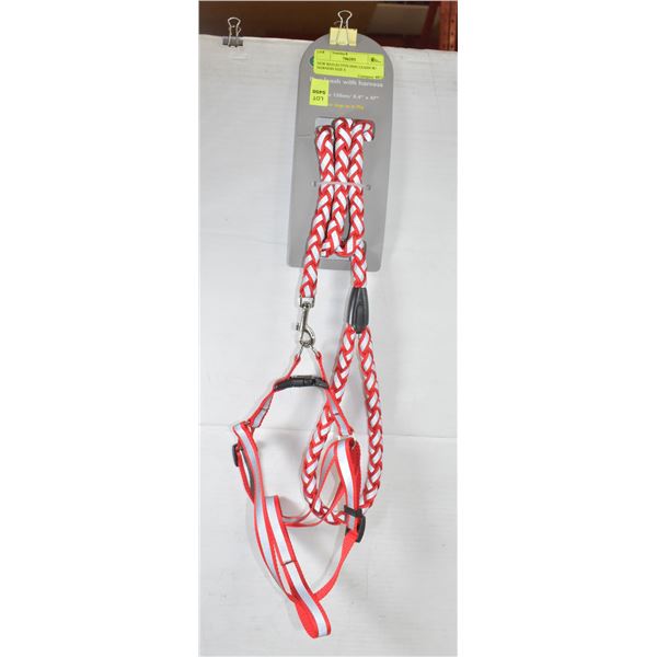 NEW REFLECTIVE DOG LEASH W/ HARNESS SIZE S