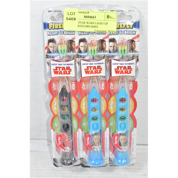 LOT OF 3 STAR WARS LIGHT UP TIMER TOOTH BRUSHES