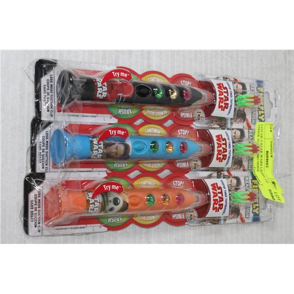 LOT OF 3 STAR WARS LIGHT UP TIMER TOOTH BRUSHES