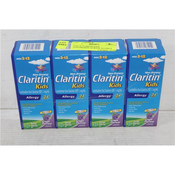 4 PACK CLARITIN KIDS NON-DROWSY 24 HOUR ALLERGY